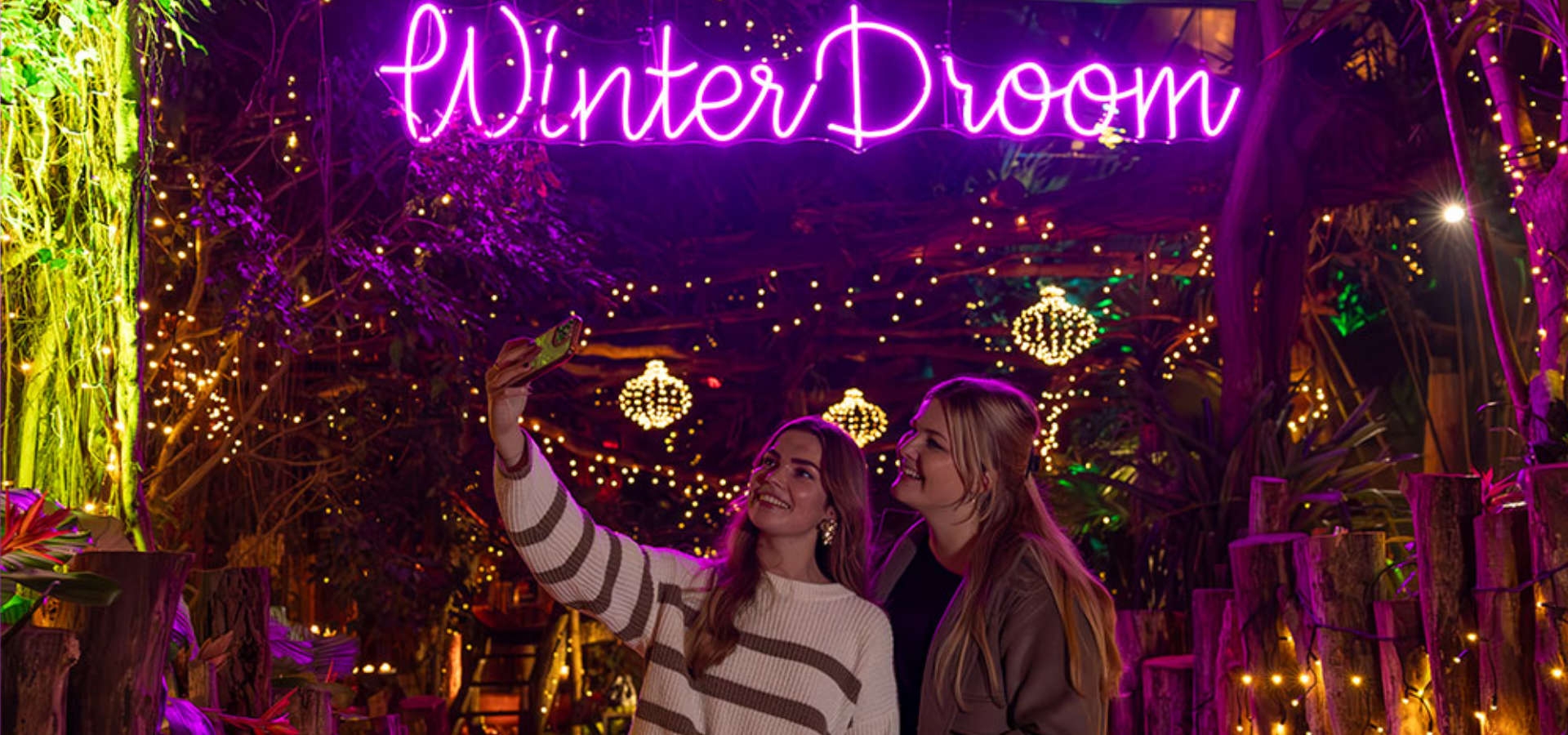 WinterDroom Pantropica tropisch kerstthema palmbomen lichtjes