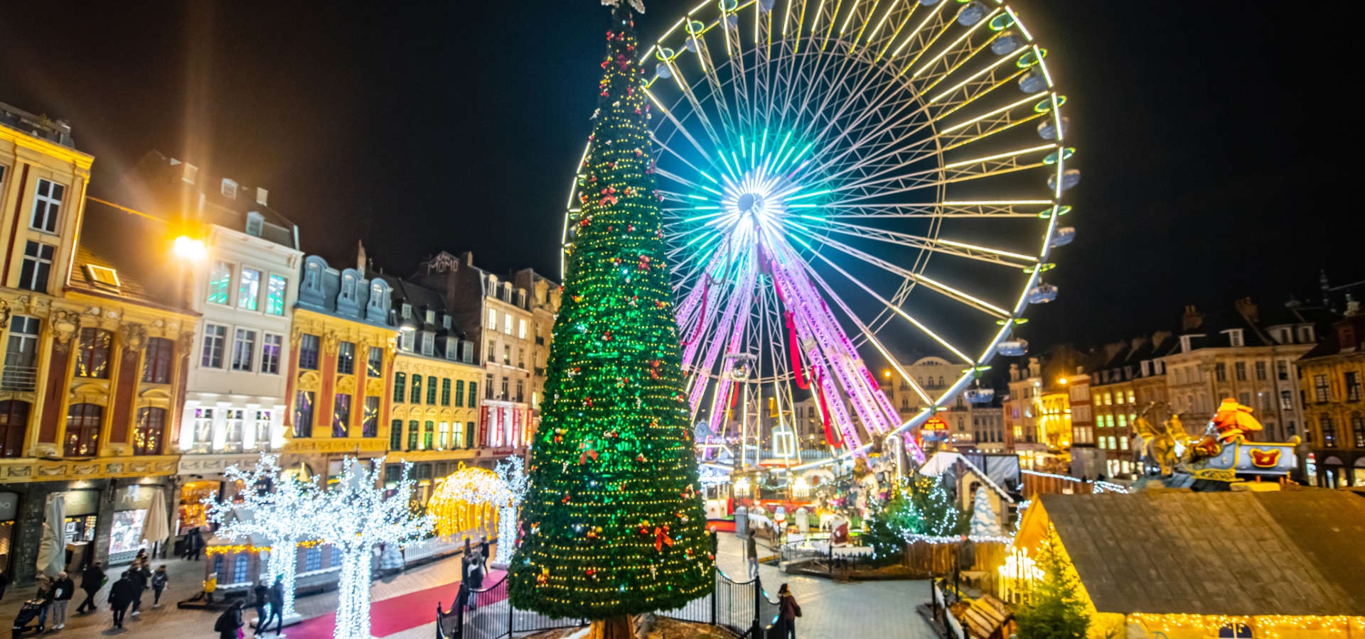 Gezellige kerstmarkt in Lille met reuzenrad