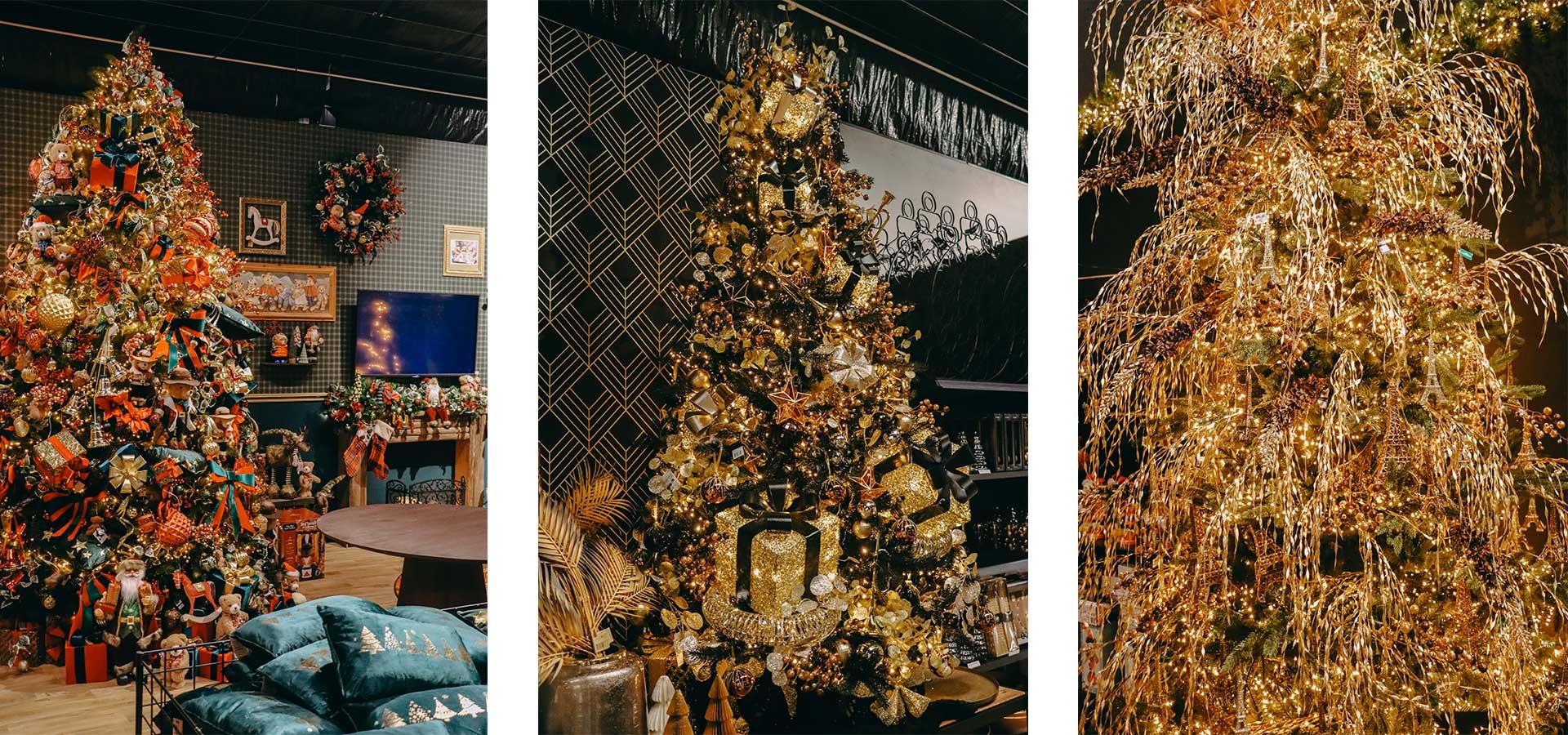Kerstboom met kerstballen in verschillende kleuren