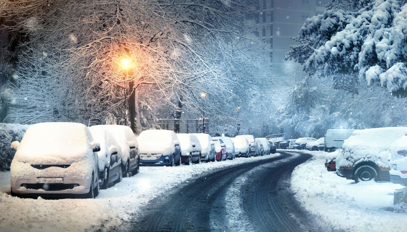 Winterse autoroute door Duitse steden richting kerstmarkten