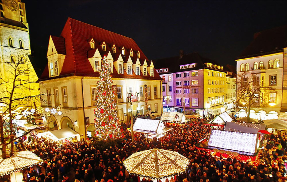 Kerstmarkt Bielefeld Duitsland in Bielefeld. 